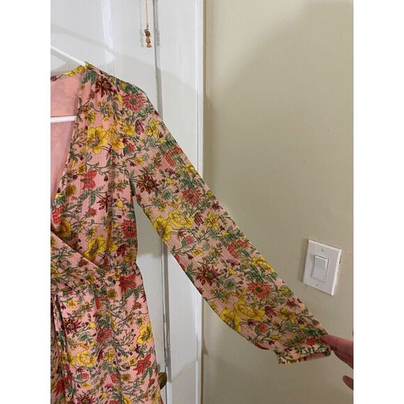 NWT Loft Women's Yellow Flounce Wrap Dress Long Sleeve - Small - Picture 5 of 14